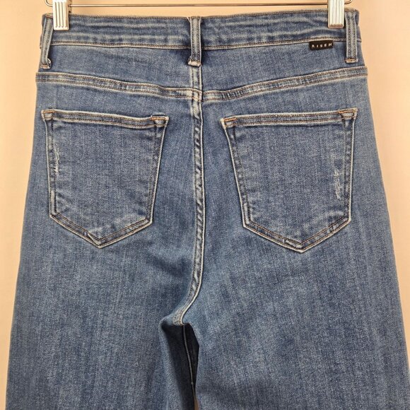 Risen Wide-Leg High-Rise Cropped Jeans Size 7 Medium Wash - Picture 5 of 13
